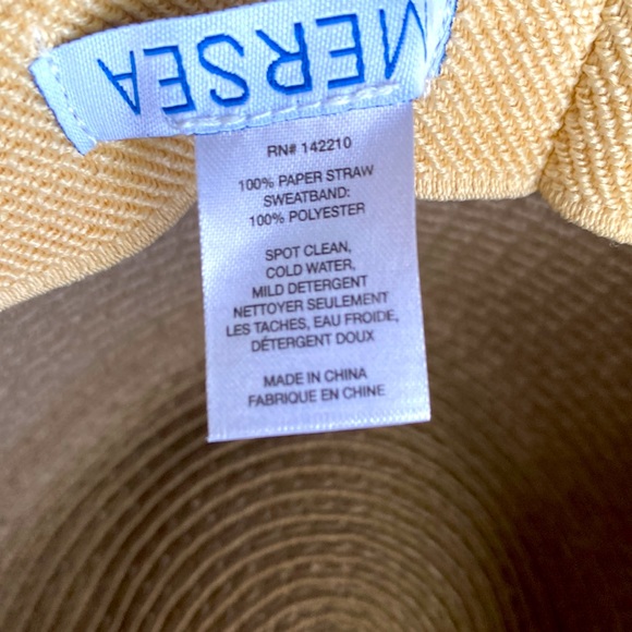 Mersea Beige Straw Floppy Hat w/ Orange Band and Adjustable Tie EUC - Picture 9 of 9